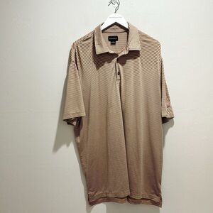 CHASE 54 Men’s Orange Gray Stripe Golf Polo Shirt Cypress Lake Patch Size XL